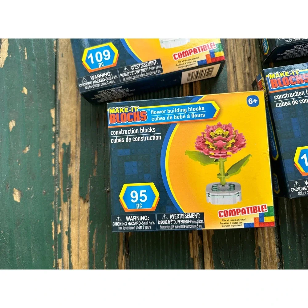 Make-It Blocks Flower Building Blocks Set of 4 Botanical Construction Sets 6+